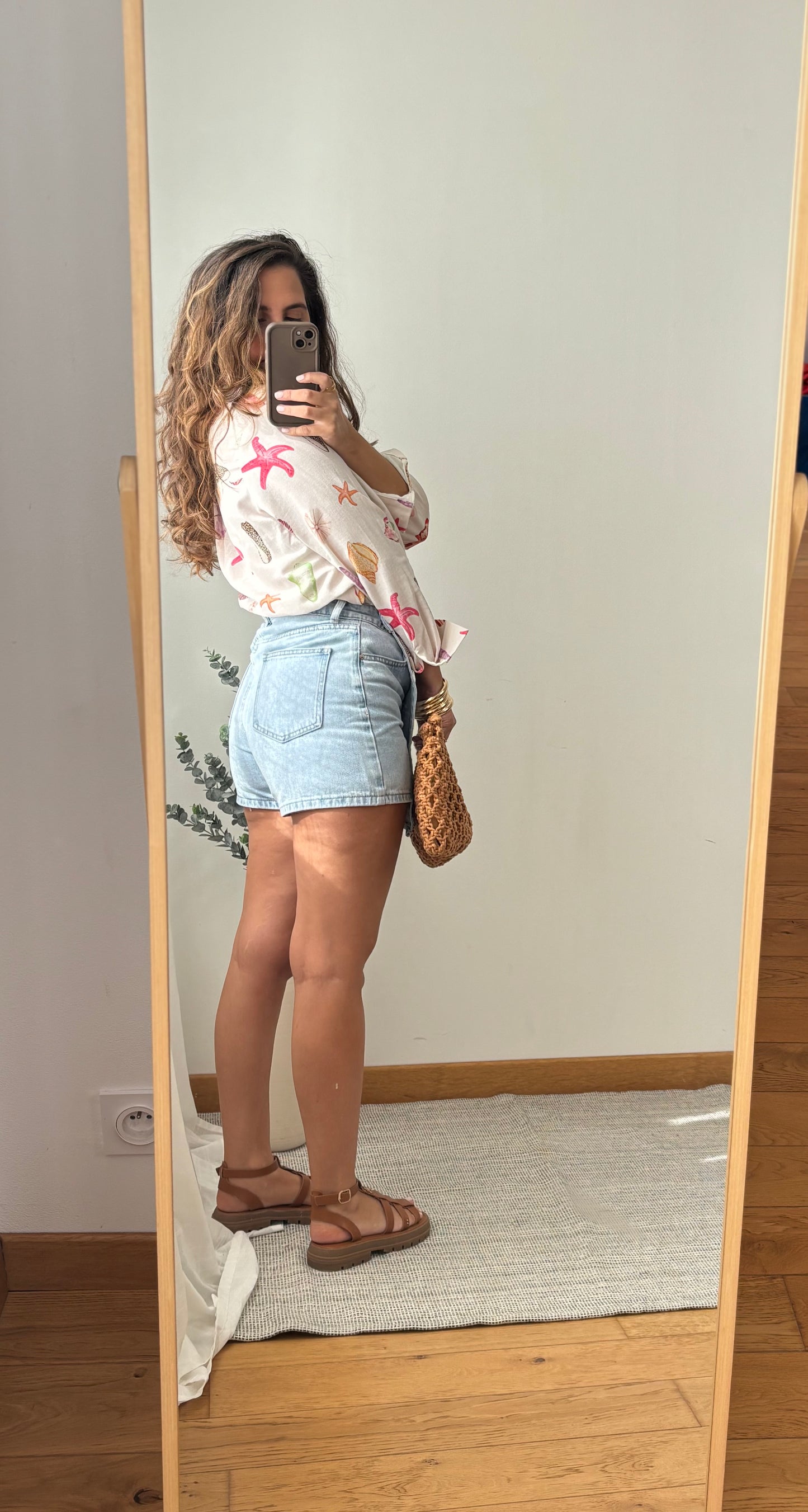 Jupe short en jeans bleu clair