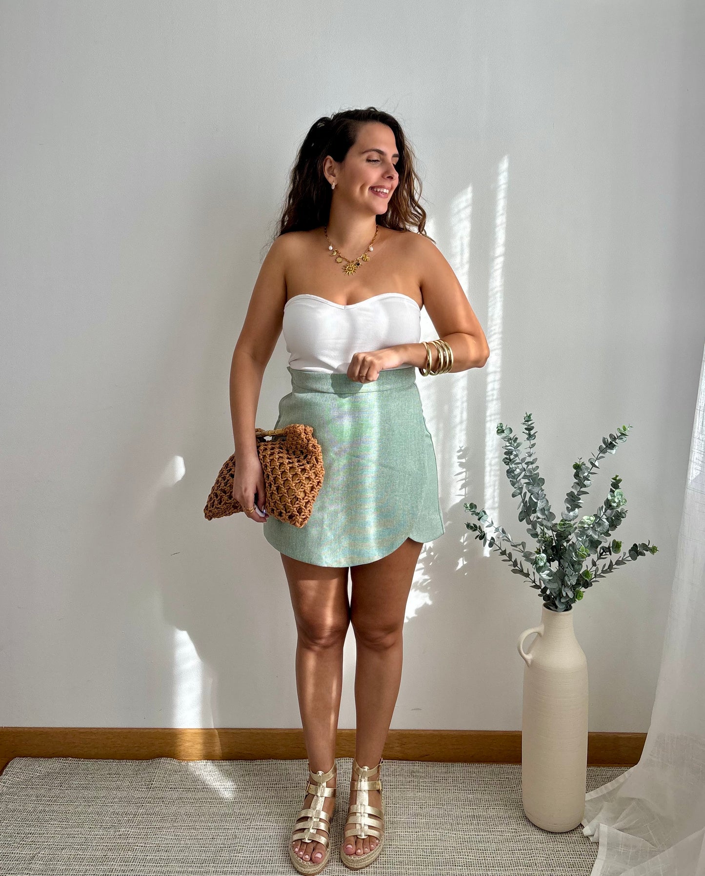 Jupe-short Lou vert d'eau