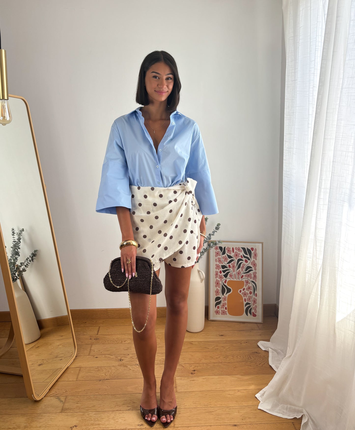 Jupe-short pois Paola- BEIGE