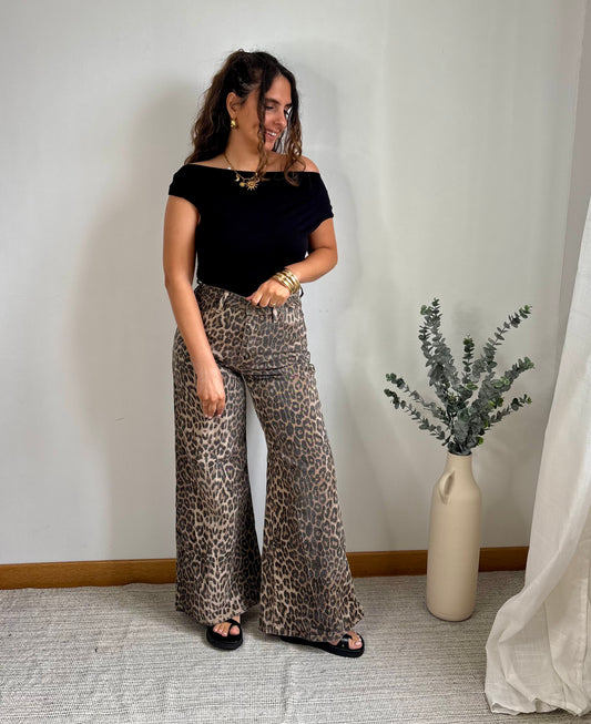 Jeans Wide Léopard- Ava