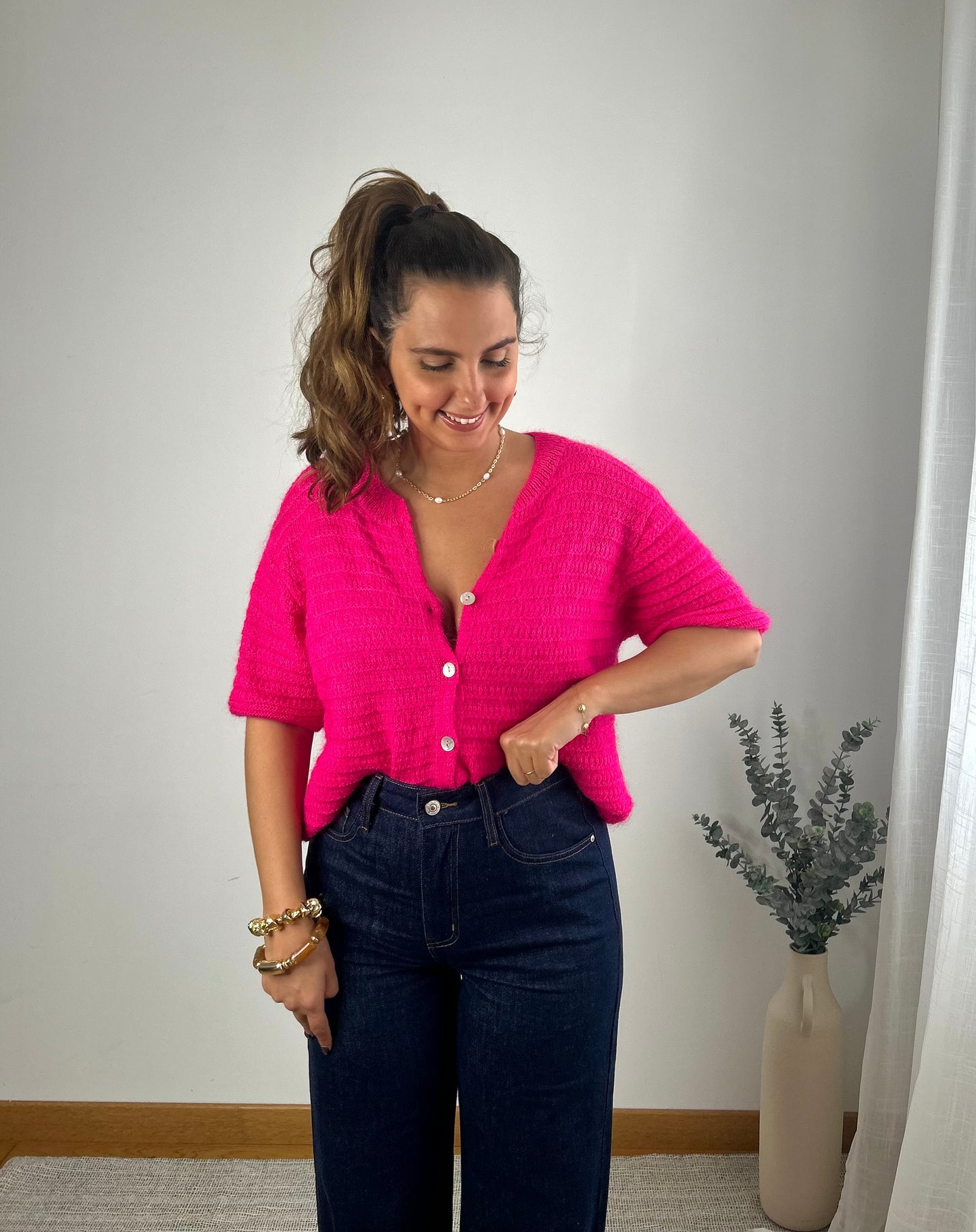 Gilet Manches courtes Fuchsia