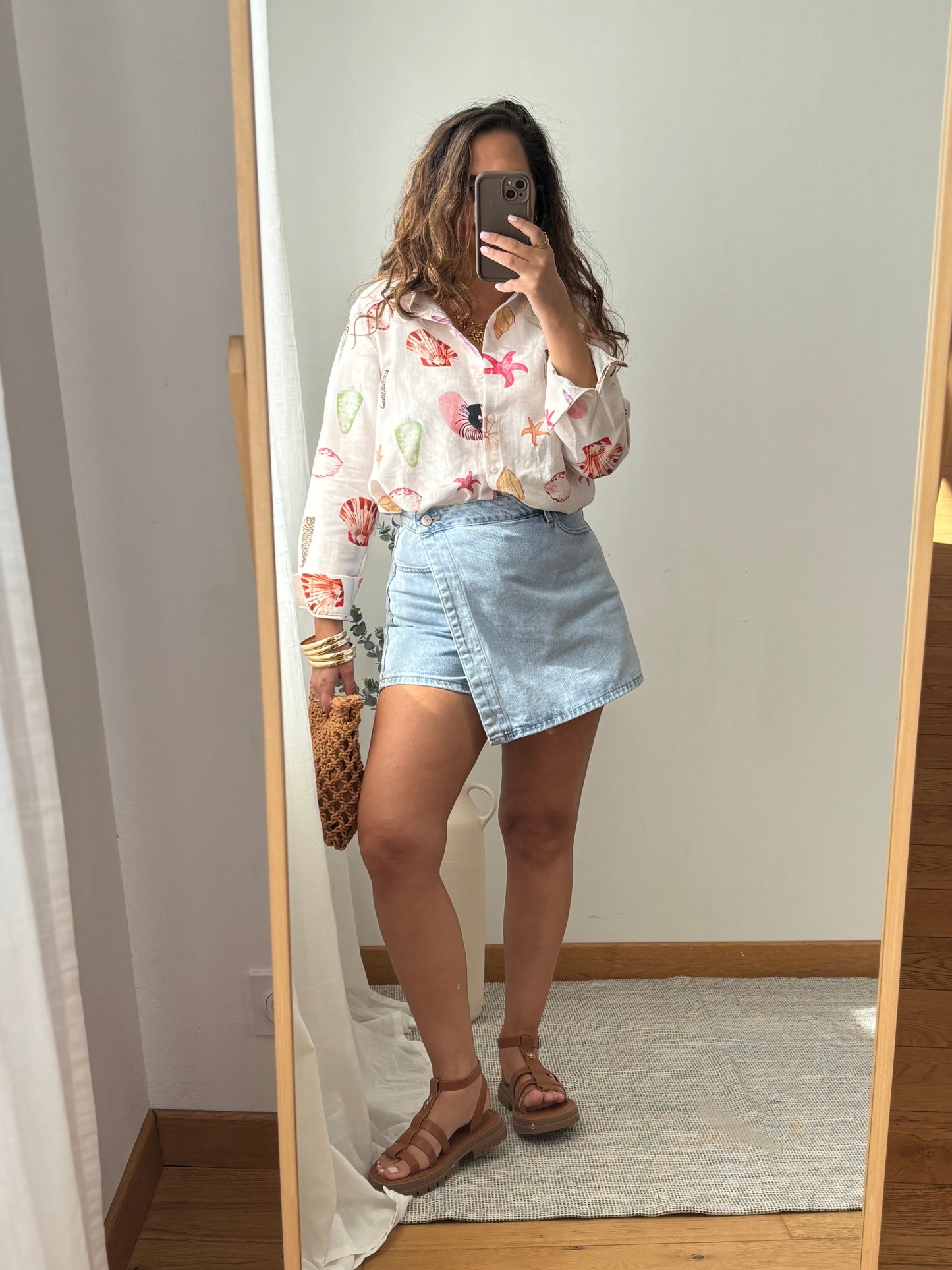 Jupe short en jeans bleu clair