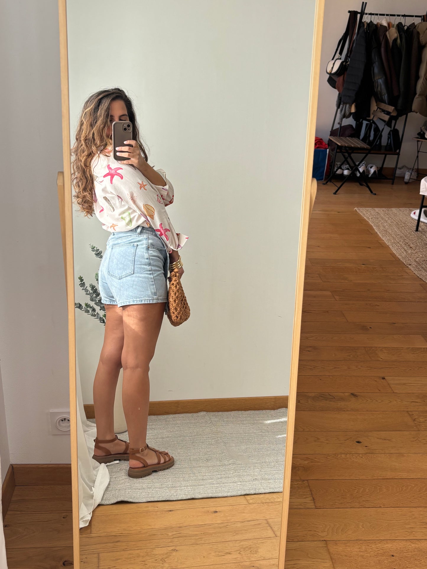 Jupe short en jeans bleu clair