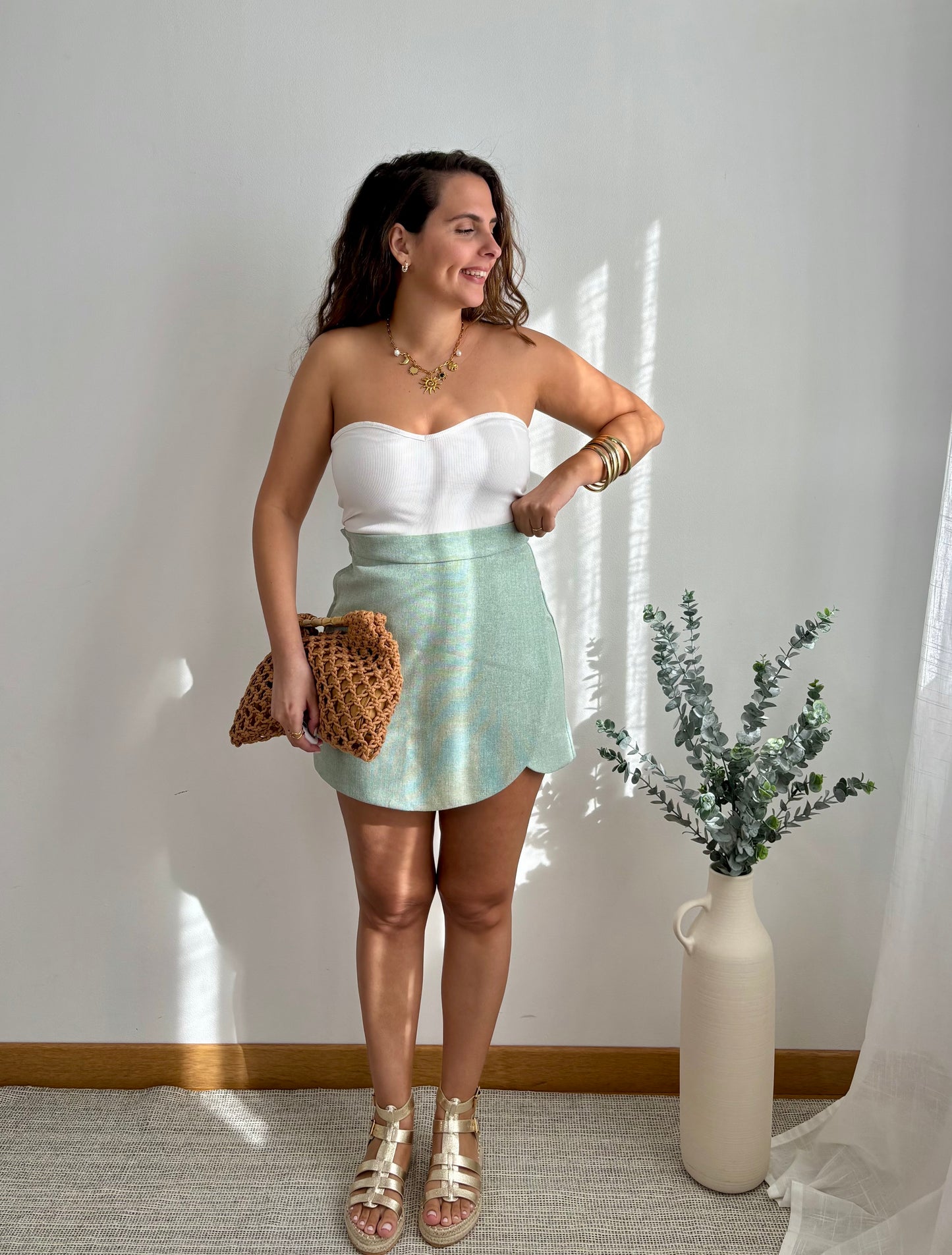 Jupe-short Lou vert d'eau