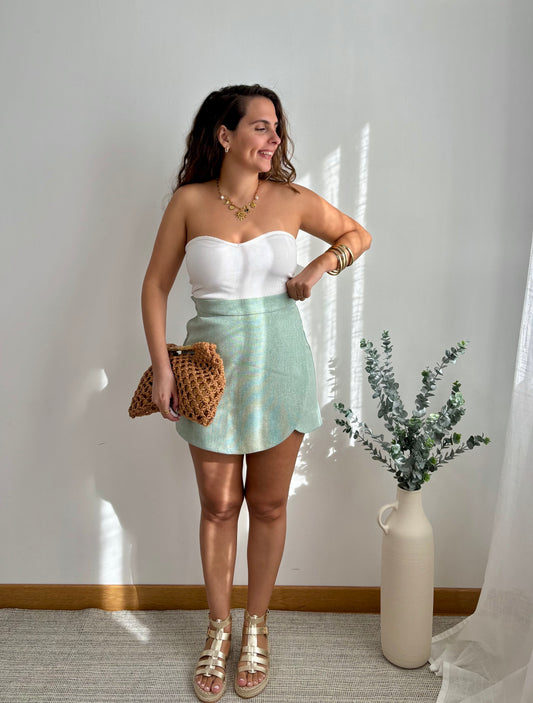 Jupe-short Lou vert d'eau