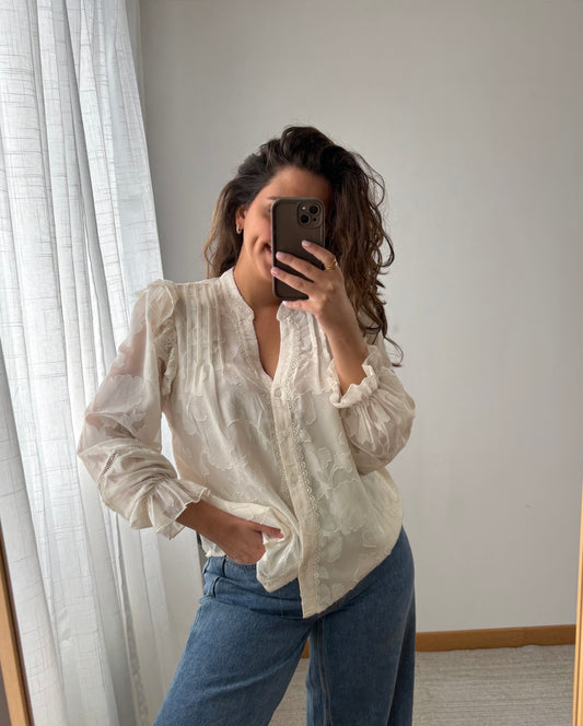 Chemisier Fleur Beige