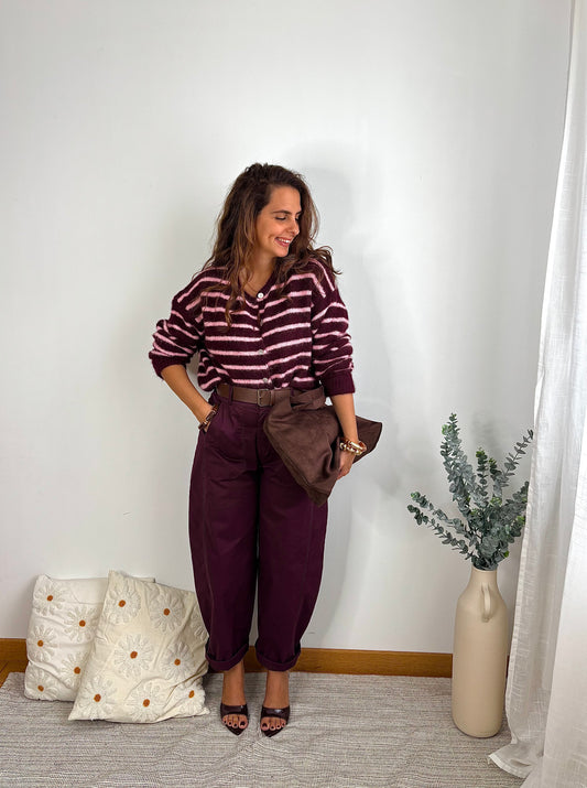 Pantalon barrel John Bordeaux