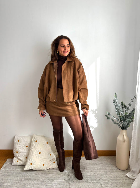 Jupe-short daim Camel