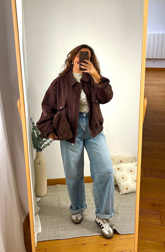 Veste daim Mia chocolat