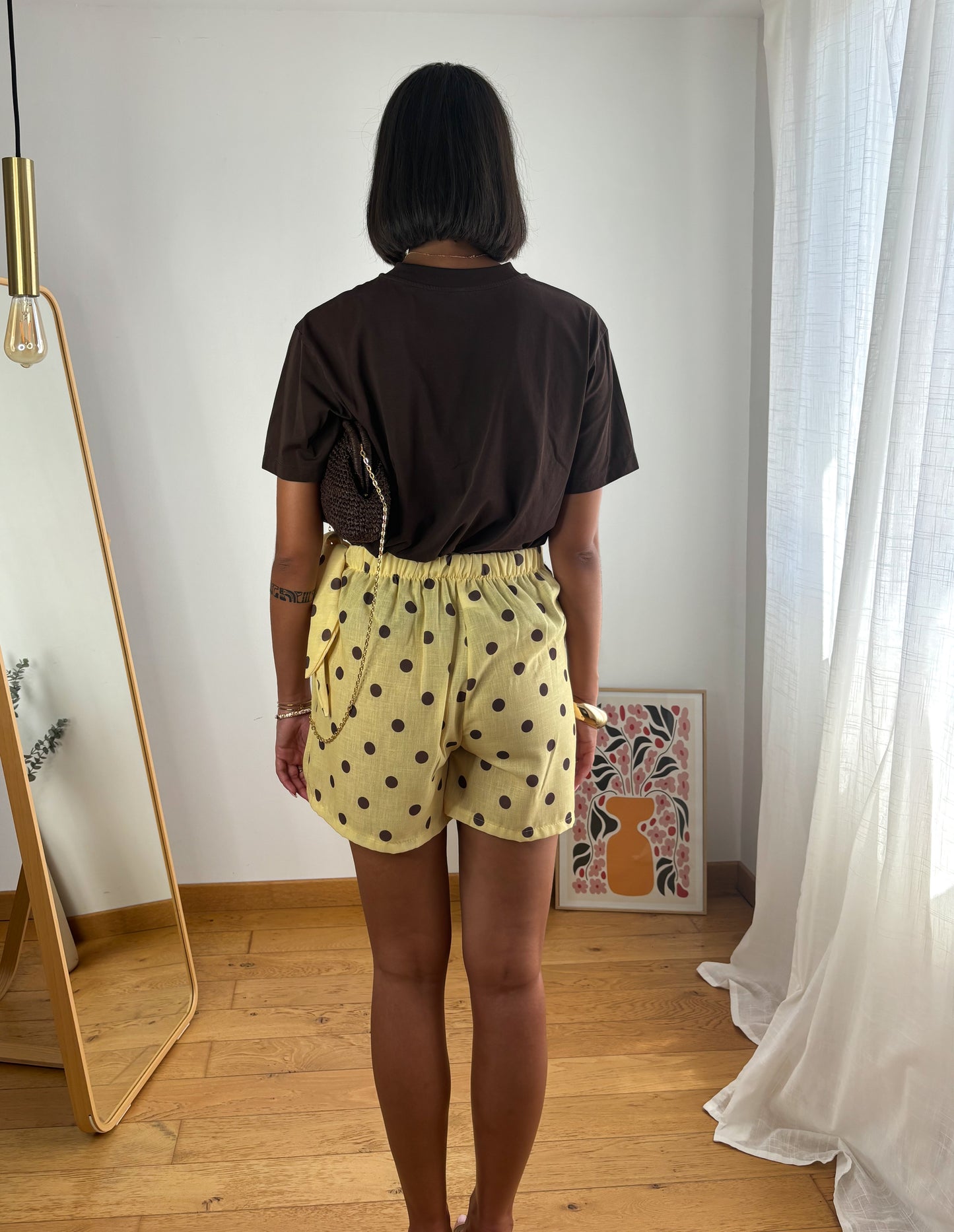 Jupe-short pois Paola- JAUNE