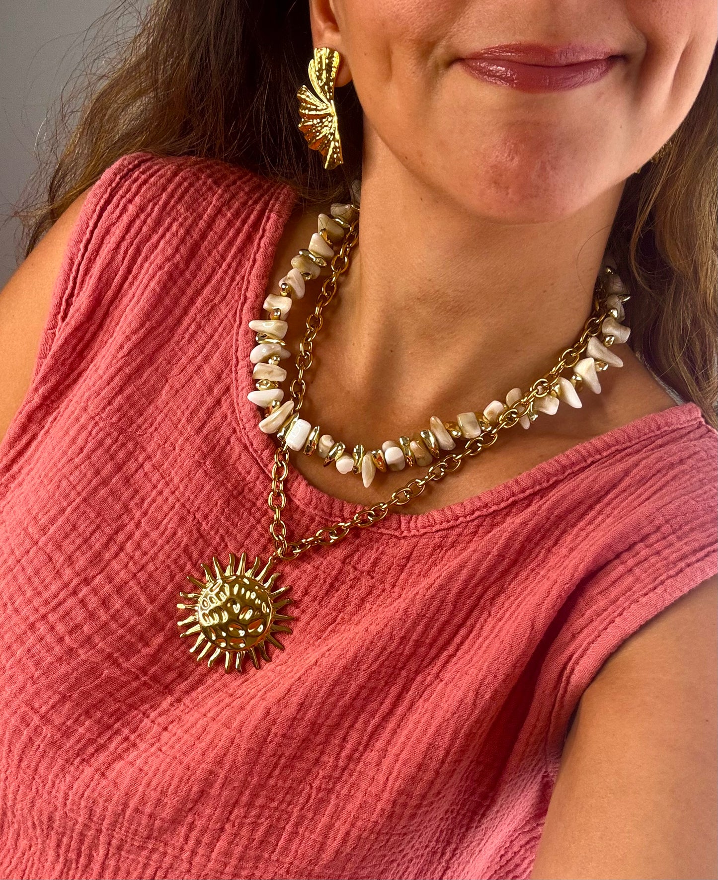 Collier Soleil et Perles