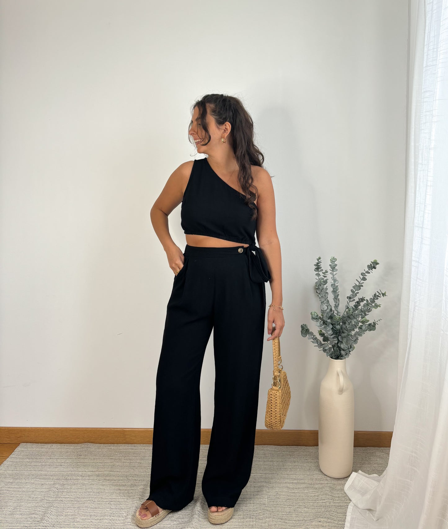 Pantalon Lin Noir
